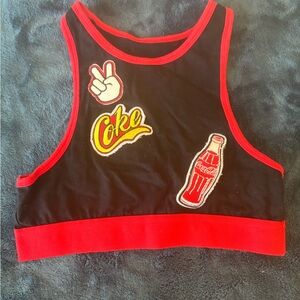 Coca Cola Black Tank Top with Red Trim and Patches